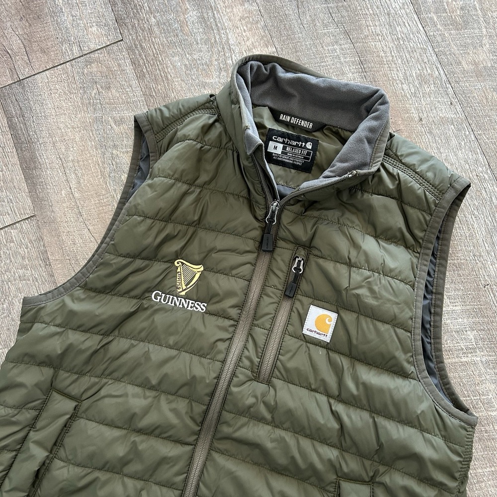 Carhartt Vest Mens M Green Rain Defender Puffer Insulated Relaxed Guinness Beer